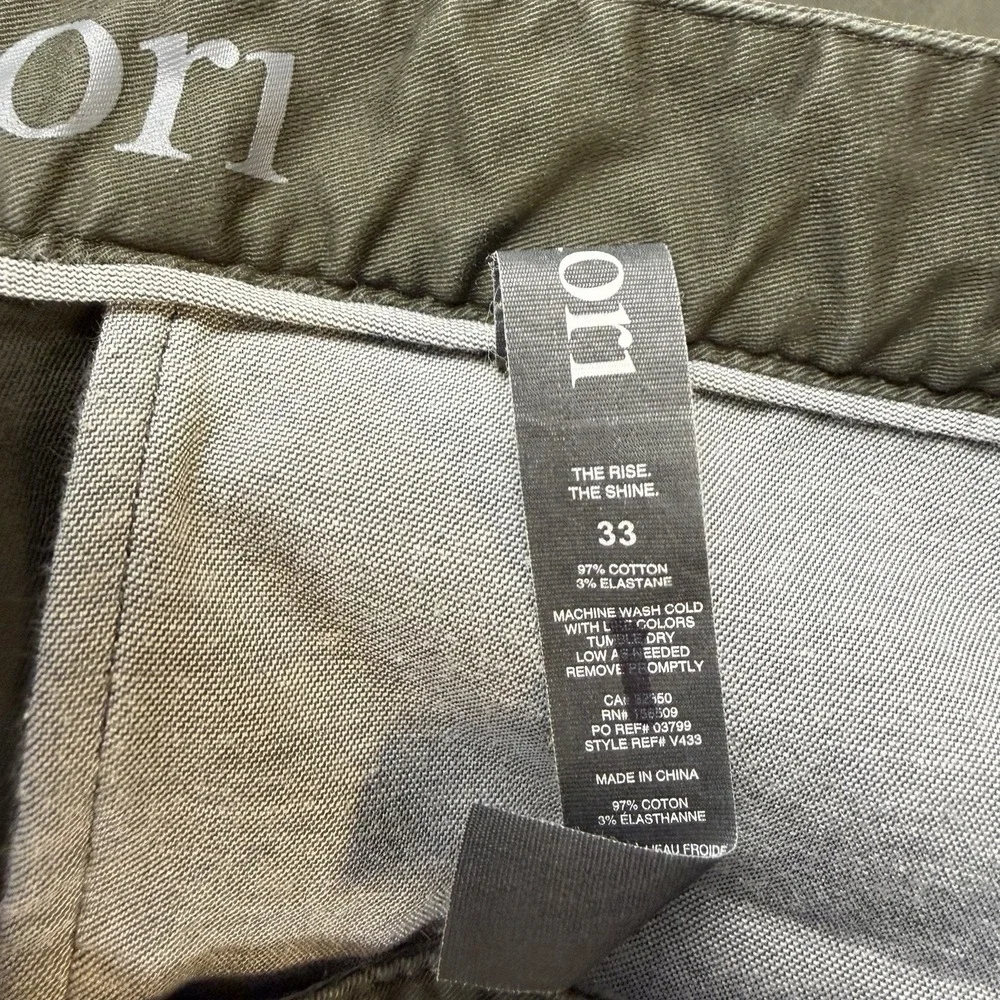 Vuori Collins Chino Pants Mens 33 V433 Olive Green Cotton Stretch Slacks Golf